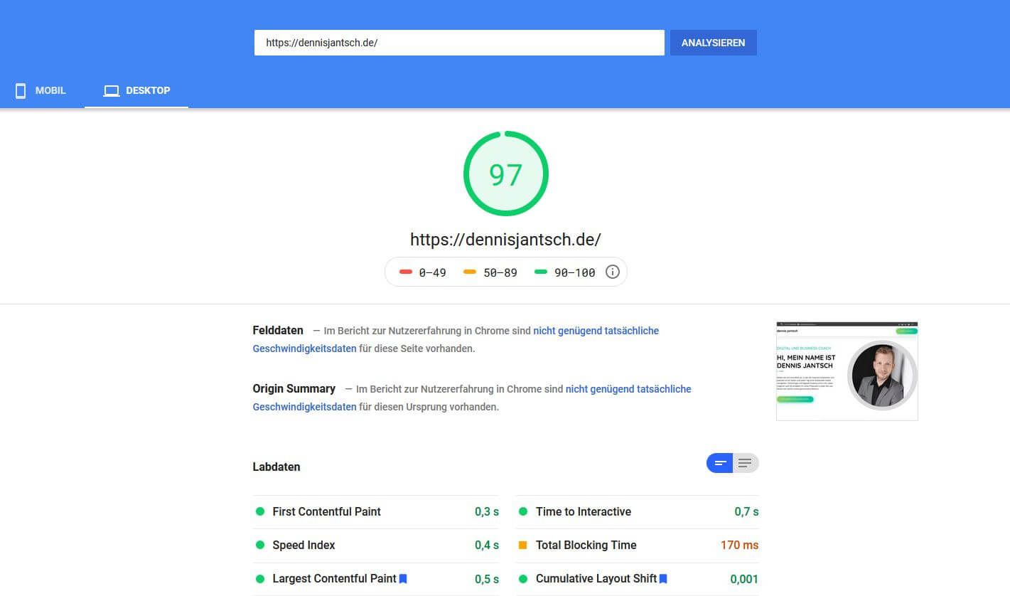 Google PageSpeed Insights-Desktop-nachher